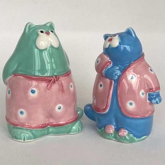 Fitz and Floyd 1985 Fantasy Fair Cats in Pyjamas Salt and Pepper Shakers - Picture 7 of 8